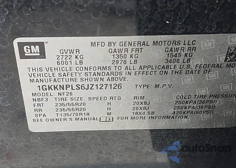 2018 GMC Acadia Denali из США, поврежденный, VIN 1GKKNPLS6JZ127126